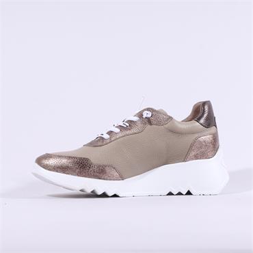 Wonders Kyoto Wedge Bungee Lace Trainer - Taupe Bronze